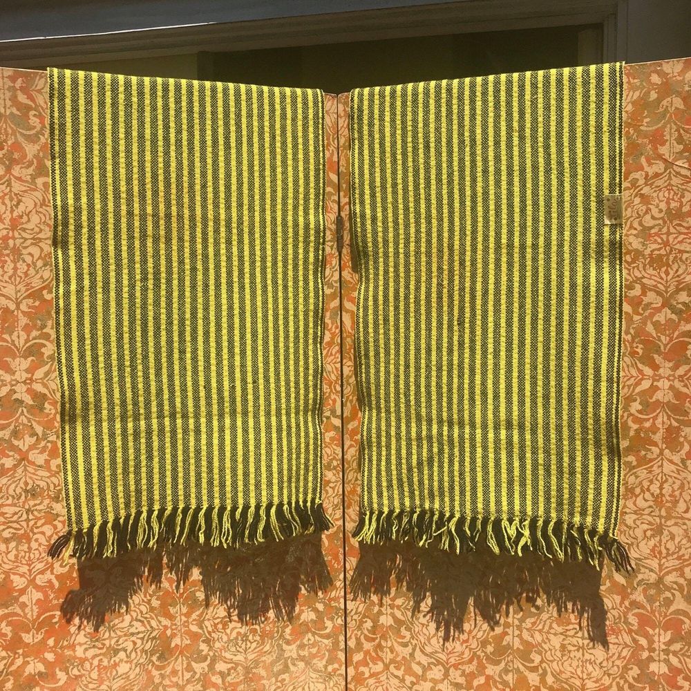 Vintage Mexican 1950s Yellow & Black Striped Weaving with Sequins